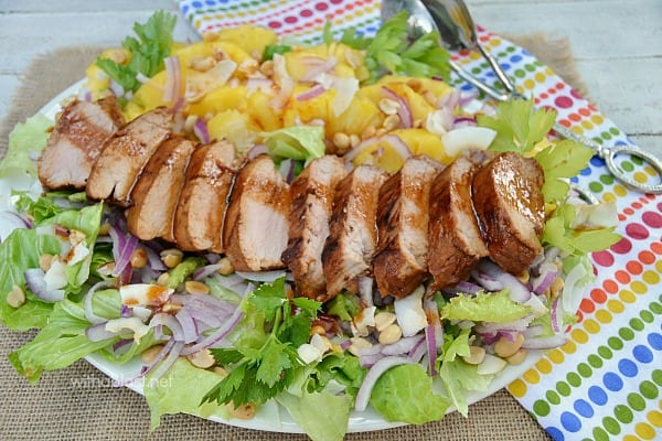 Asian Pork Tenderloin and Pineapple Salad ~ Hearty, filling Asian Pork Loin & Pineapple Salad which is perfect for lunch or a light dinner