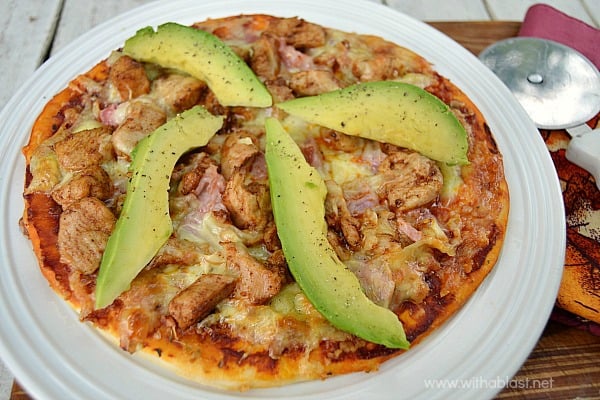 Chicken Bacon and Avocado Pizza ~ Quick, easy and the most popular Pizza topping combination in this Pizza which is "semi-homemade"