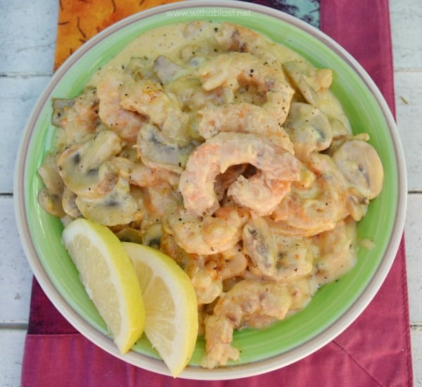 Quick, easy and delicious Shrimp and Mushroom Casserole - serve over rice or pasta for a quick dinner