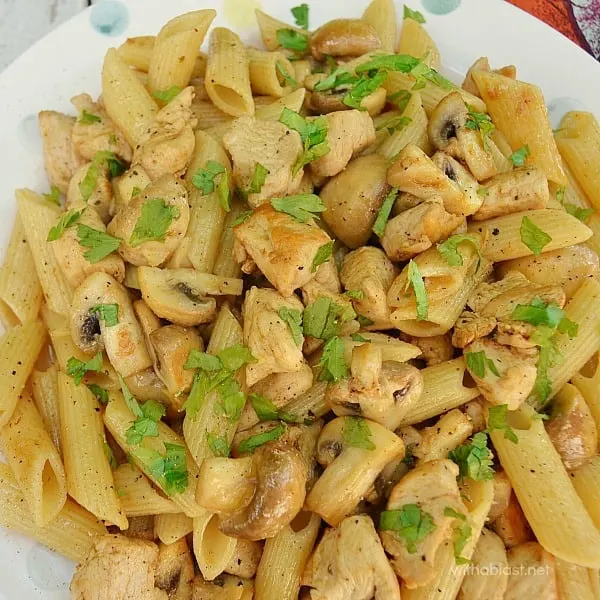 Spicy Chicken and Mushroom Pasta ~ Chicken Pastas are always a winner for a quick, yet delicious weeknight dinner ! Get this dish on the table in 20 minutes - start to finish !