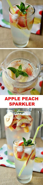 Low calorie, healthier choice with this Apple Peach Sparkler to quench your thirst on hot days