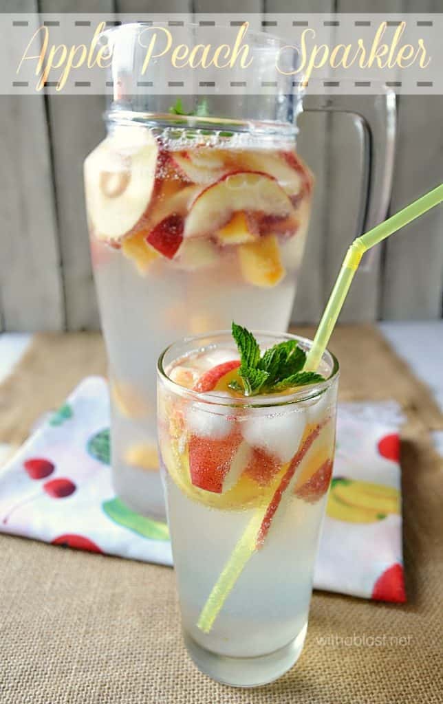 Low calorie, healthier choice with this Apple Peach Sparkler to quench your thirst on hot days