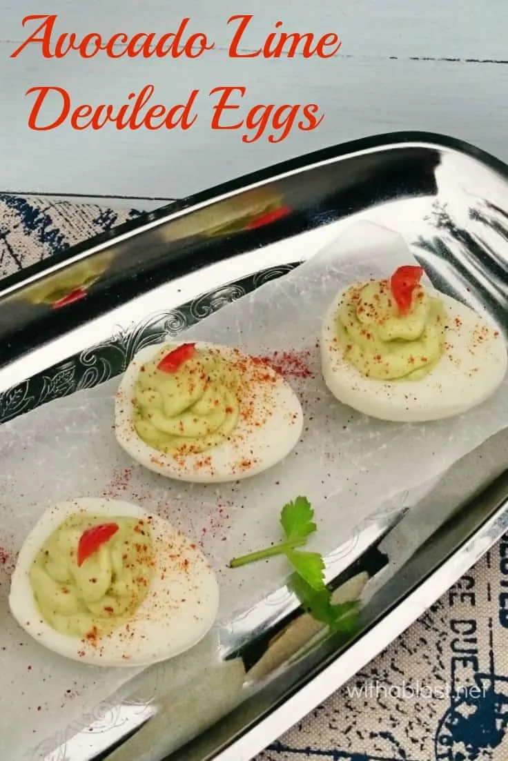 These Avocado Lime Deviled Eggs are extremely creamy with a tangy bite to it ! Super-Quick and easy to get ready too ! #DeviledEggs #SnackRecipes #AppetizerRecipes