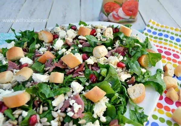 Bacon Spinach and Feta Salad ~ One of the quickest, low-fat healthy Salads around ! Serve this Bacon Spinach and Feta Salad for lunch, as a light dinner or as a side dish