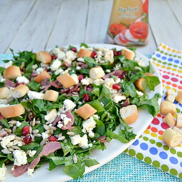 Bacon Spinach and Feta Salad ~ One of the quickest, low-fat healthy Salads around ! Serve this Bacon Spinach and Feta Salad for lunch, as a light dinner or as a side dish