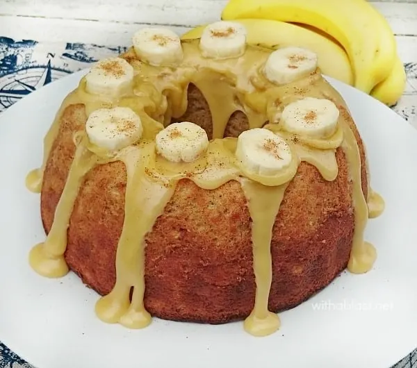 Banana Caramel Cake is a dense, moist cake and so decadent with the 3 ingredient Caramel topping ! Perfect dessert or tea time treat Banana Caramel Cake is a dense, moist cake and so decadent with the 3 ingredient Caramel topping ! Perfect dessert or tea time treat