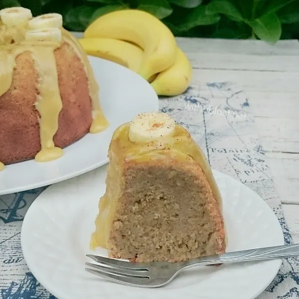 Banana Caramel Cake is a dense, moist cake and so decadent with the 3 ingredient Caramel topping ! Perfect dessert or tea time treat