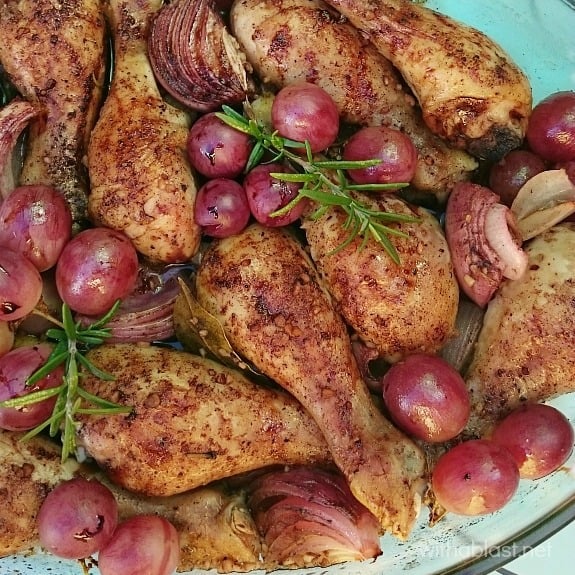 Grape and Red Onion Chicken Drumsticks are juicy and tender and so quick and easy to make (dump and bake!) and perfect for dinner on a busy week night