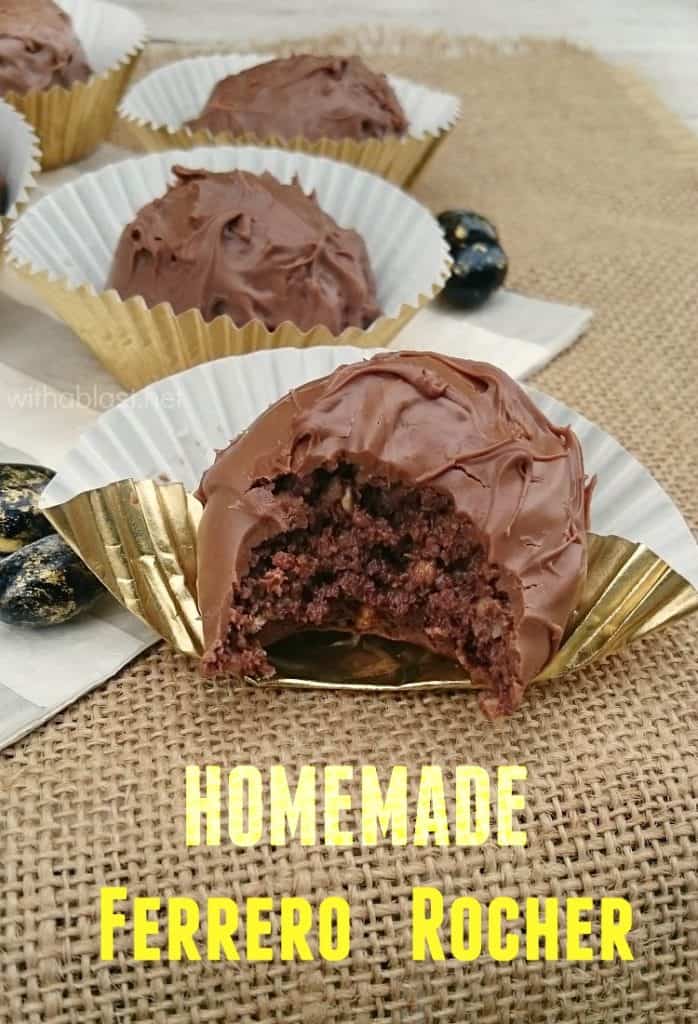 Homemade Ferrero Rocher ~ Make these worldwide popular Ferrero Rocher treats at home using only FOUR ingredients - quick and easy !