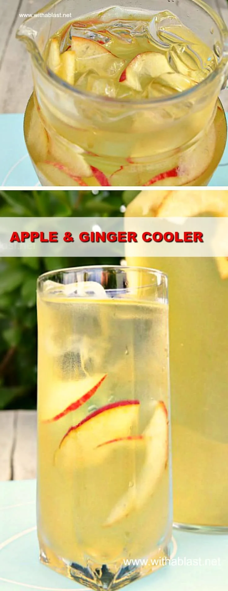 Apple and Ginger Cooler can be made in advance and is not only a delicious, refreshing drink, but also helps with heartburn (kid-friendly too!) #AppleDrink #GingerDrink #MakeAheadRecipe