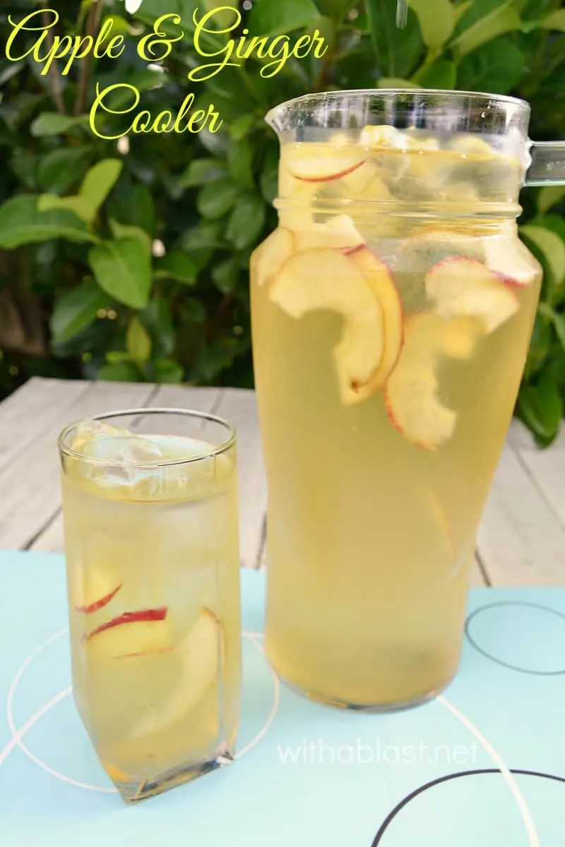 Apple and Ginger Cooler can be made in advance and is not only a delicious, refreshing drink, but also helps with heartburn (kid-friendly too!) #AppleDrink #GingerDrink #MakeAheadRecipe