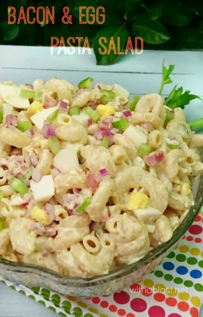 What to do with leftover *Hard boiled Eggs* ? This Bacon & Egg Pasta Salad is perfect and makes a delicious lunch or light dinner - on the table in under 30 minutes !