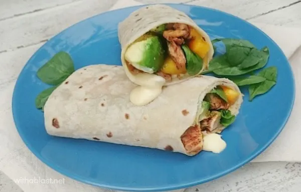 Chicken Avocado Wraps with Chili Mayonnaise is filled with not only Chicken, but Avocado and Mango as well and a kid-friendly Chili Mayonnaise