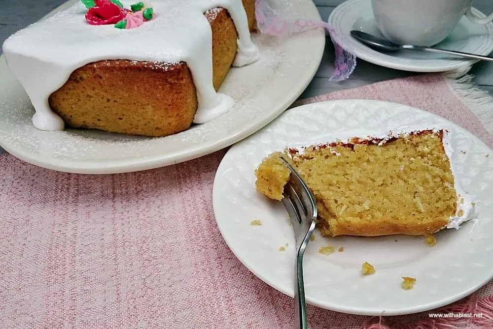 Divine Coconut Cake is a moist, dense cake loaf with the most amazing thick Frosting - perfect for any occasion, dessert or a tea time treat