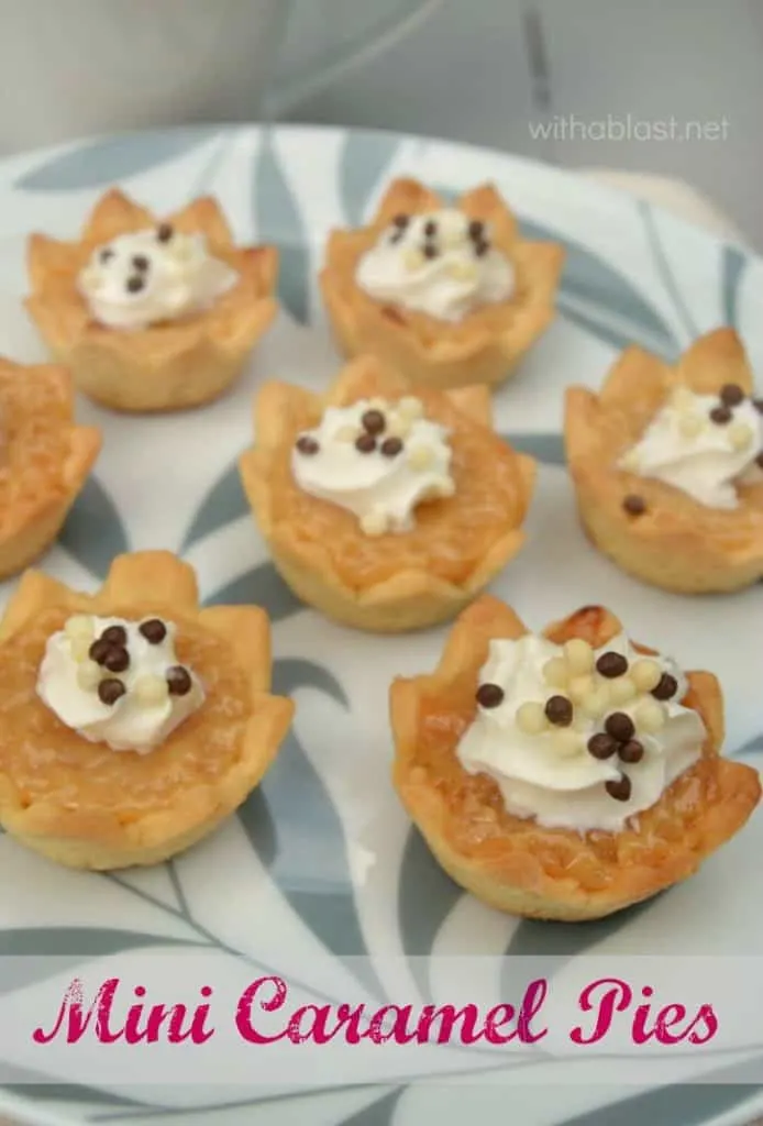 ONLY 3 Ingredients in this gooey, delicious Caramel filling and the Mini Caramel Pies are ready in minutes !