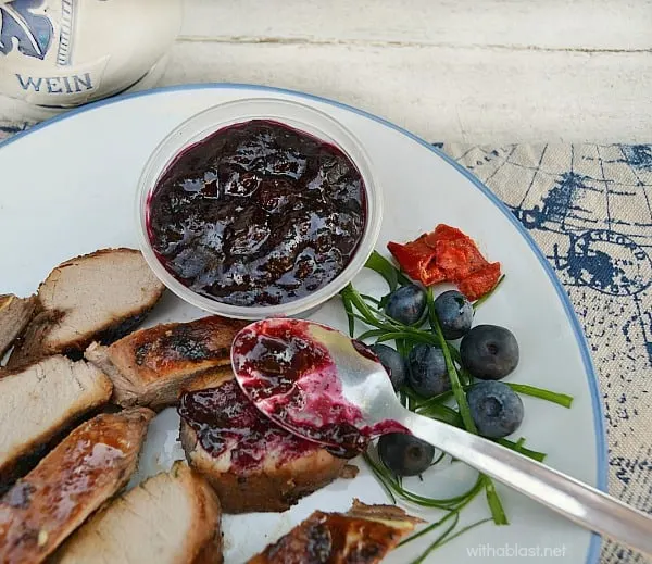 Pork Loin with Blueberry-BBQ Sauce ~ Amazing Blueberry-BBQ Sauce ! Serves as a baste and to serve on the side of the *tender* Pork Loin ~ BBQ, Griller, Health Griller