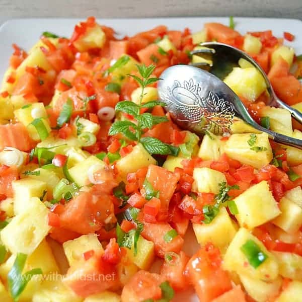 Sweet Chili Paw-Paw (Papaya) and Pineapple Salad