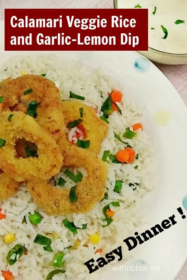 Calamari Veggie Rice and Garlic-Lemon Dip