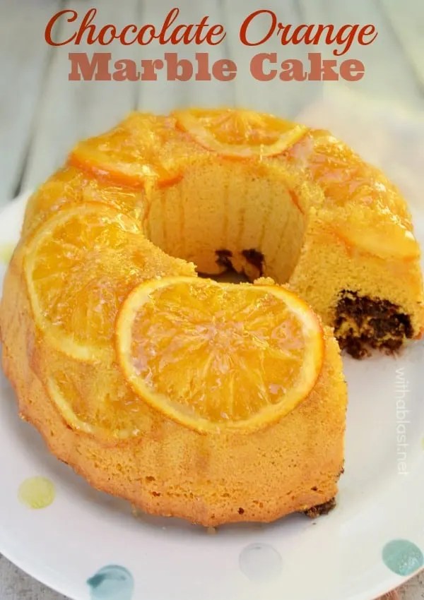Chocolate Orange Marble Cake is easy to make and so special with the candied, baked-in fresh Orange slices - an all time winner year round