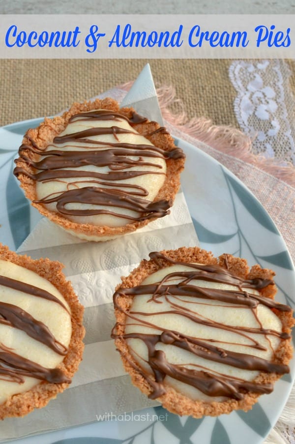 Coconut and Almond Cream Pies - a creamy Almond filling in an easy to make Coconut cup - delicious for dessert or whenever you crave a sweet treat