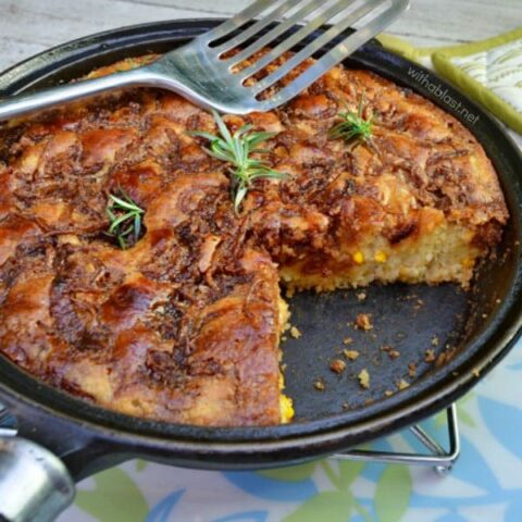 Onion Corn and Cheese Skillet Bread