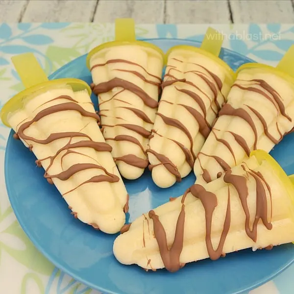 Pina Colada Ice Lollies - Boozy for the adults and non-alcoholic Pina Colada Popsicles for the kids. And a method to make a smoothie using the Ice Lollies too !