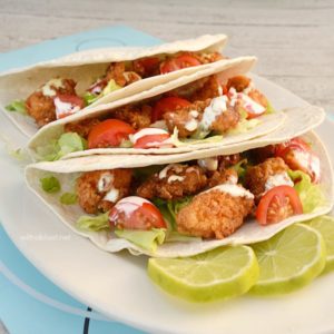 Chicken Nugget Tacos with Lime Dressing