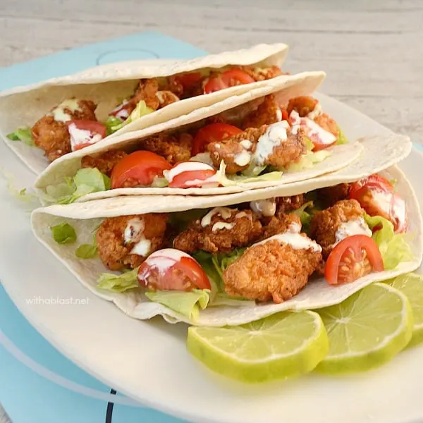 Chicken Nugget Tacos with Lime Dressing