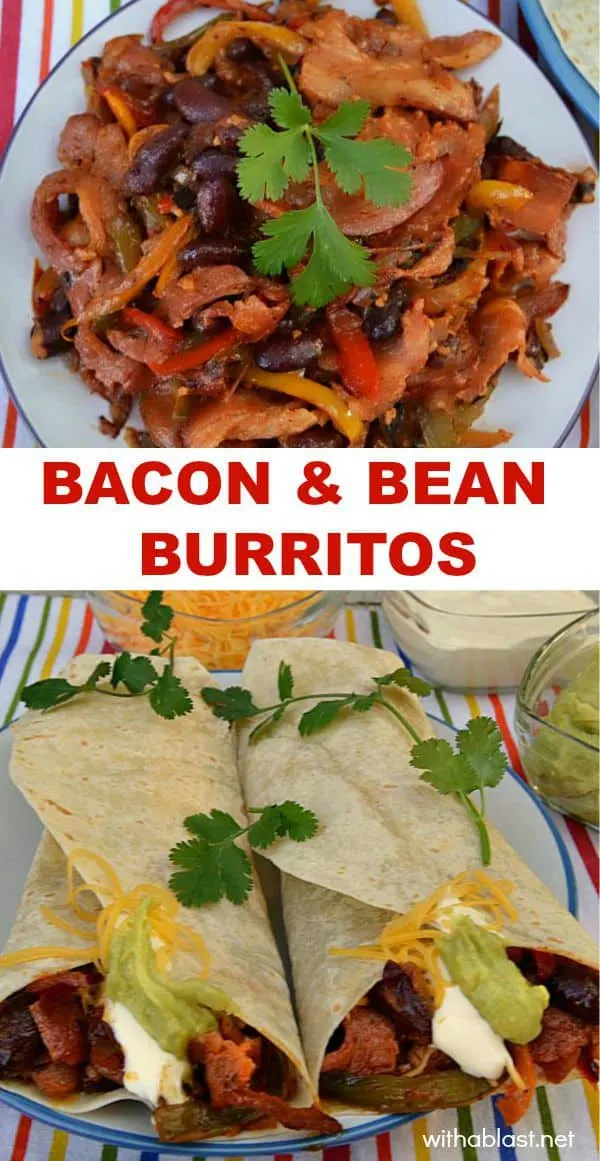 Bacon and Bean Burritos - a quick filling makes these burritos the perfect breakfast or light dinner for this time of year - not too rich, yet filling enough