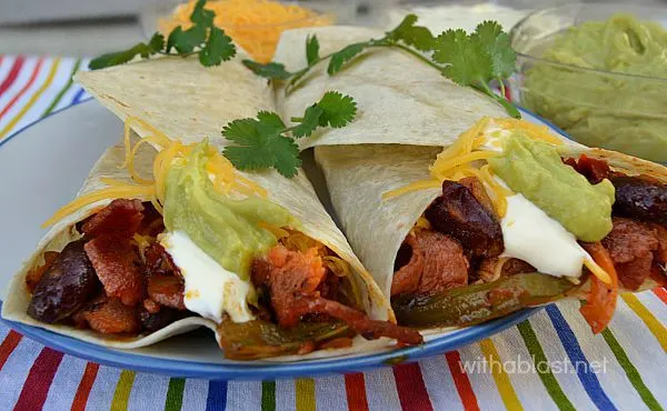 Bacon and Bean Burritos - a quick filling makes these burritos the perfect breakfast or light dinner for this time of year - not too rich, yet filling enough