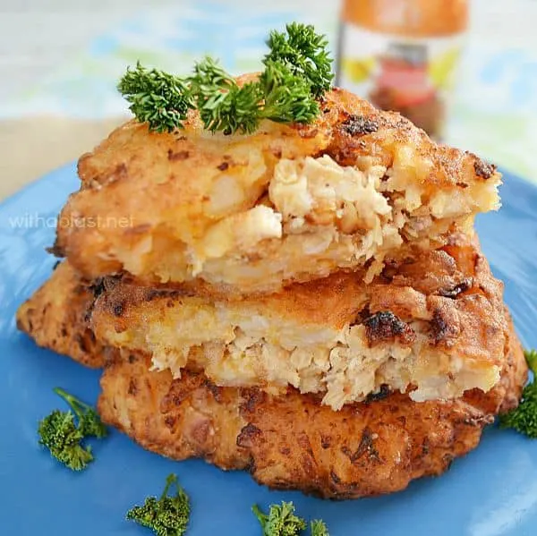 Chicken Cakes have a Chicken filling in a scrumptious Potato and Carrot mixture - (any cooked Chicken can be used) - so perfect for dinner ! 