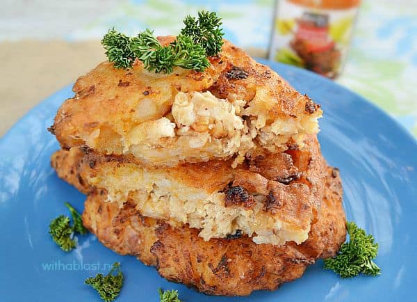 Chicken Cakes have a Chicken filling in a scrumptious Potato and Carrot mixture - (any cooked Chicken can be used) - so perfect for dinner ! 