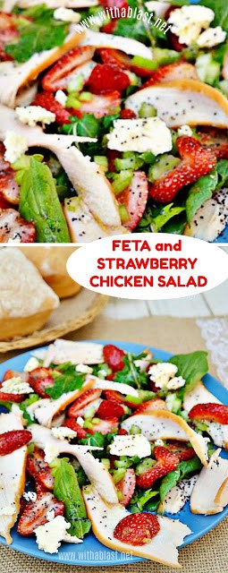 The best Chicken Salad ever ! Loaded with Strawberries, Feta and more ~ makes a delicious light dinner or lunch on a hot day