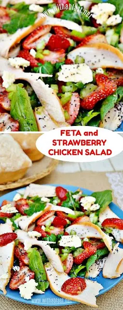 The best Chicken Salad ever ! Loaded with Strawberries, Feta and more ~ makes a delicious light dinner or lunch on a hot day