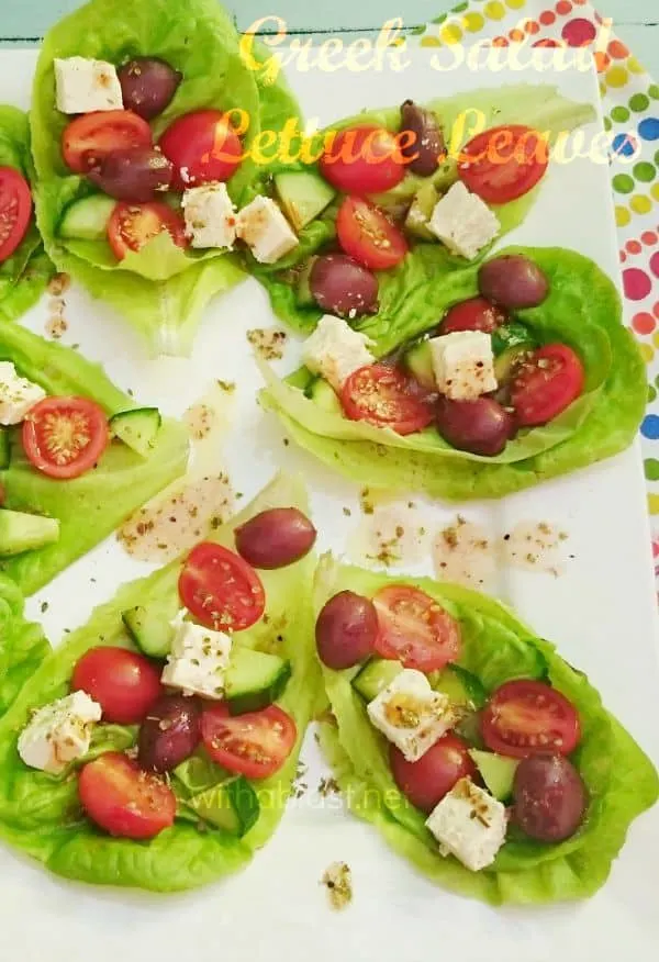 Serve these Greek salad filled Lettuce leaves as an appetizer or a side 