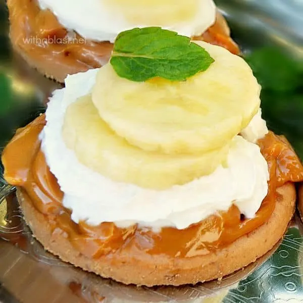 Quick Mini Banoffee Pies are heavenly treats ! Caramel lovers - this is a must for you and these Mini Pies only take a couple of minutes to put together 