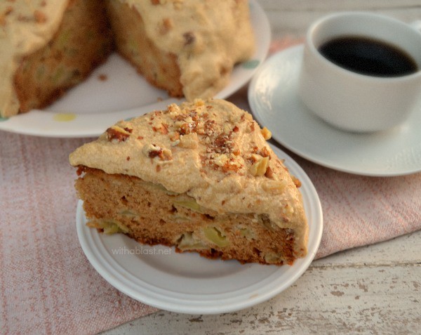 Apple cake with Maple Cream Cheese Frosting is an easy, no-fuss single layer cake and always a winner at tea time or to serve for dessert