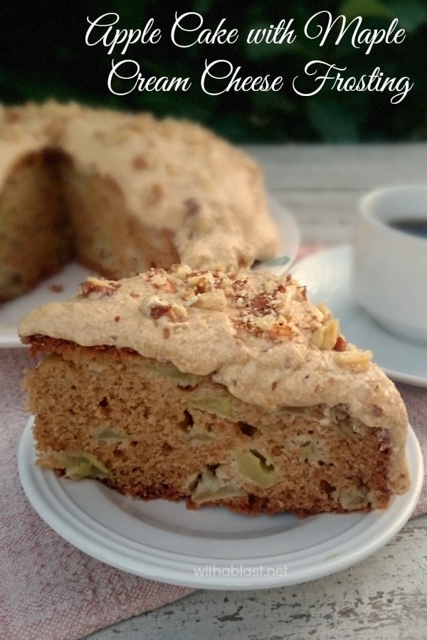 Apple cake with Maple Cream Cheese Frosting is an easy, no-fuss single layer cake and always a winner at tea time or to serve for dessert