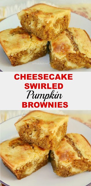 Cheesecake Swirled Pumpkin Brownies