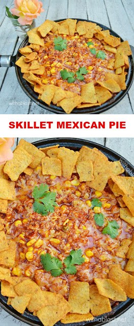 I always make this, delicious, spicy Skillet Mexican Pie when pressed for time - on the table in less than 30 minutes !