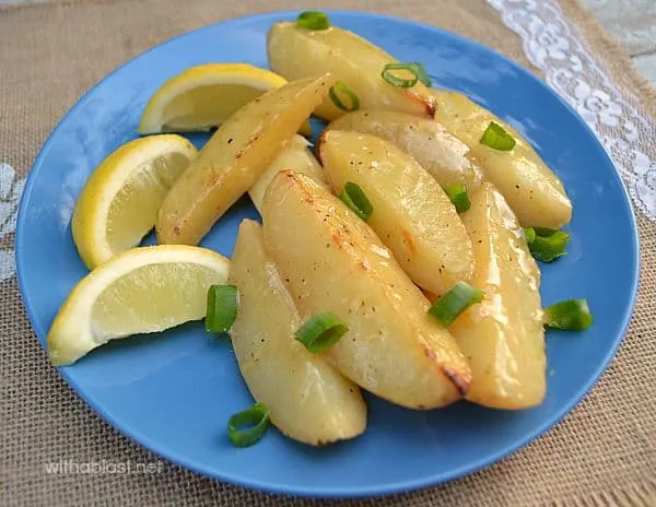Finger-lickin' good sticky Lemon Roasted Potatoes - perfect side dish to any main meal ! Sticky Lemon Roasted Potatoes