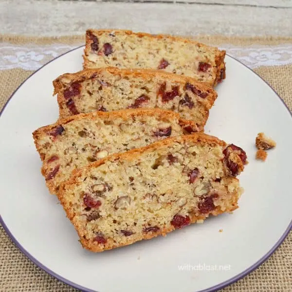 Orange Cranberry Nut Bread is soft, slightly moist and is mixed and baked quickly and easily - no-fuss recipe for a delicious quick sweet bread 