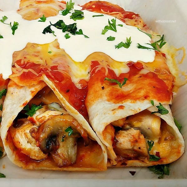 Chicken And Mushroom Enchiladas With A Blast