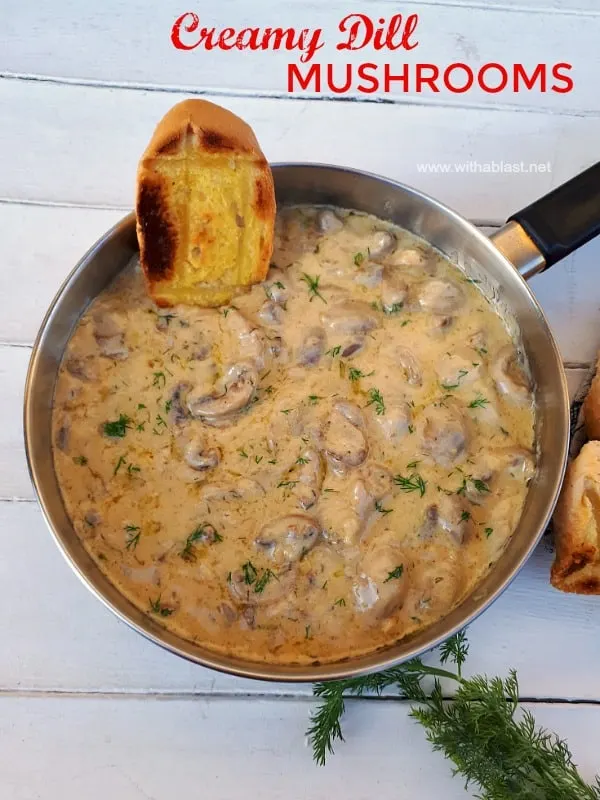 This is divine ! Imagine scooping up creamy Mushrooms with Garlic toast and dipping in the sauce ! Serve as an Appetizer or Side Dish