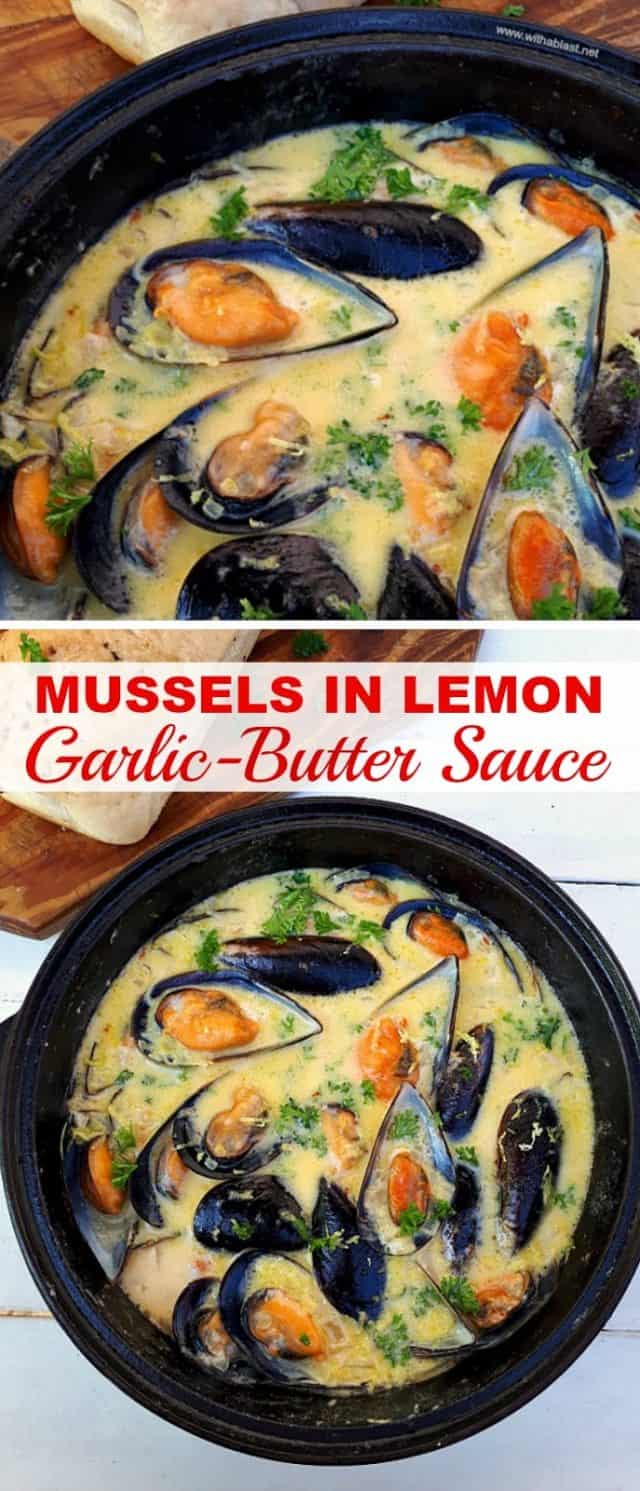 Mussels In Lemon GarlicButter Sauce With A Blast