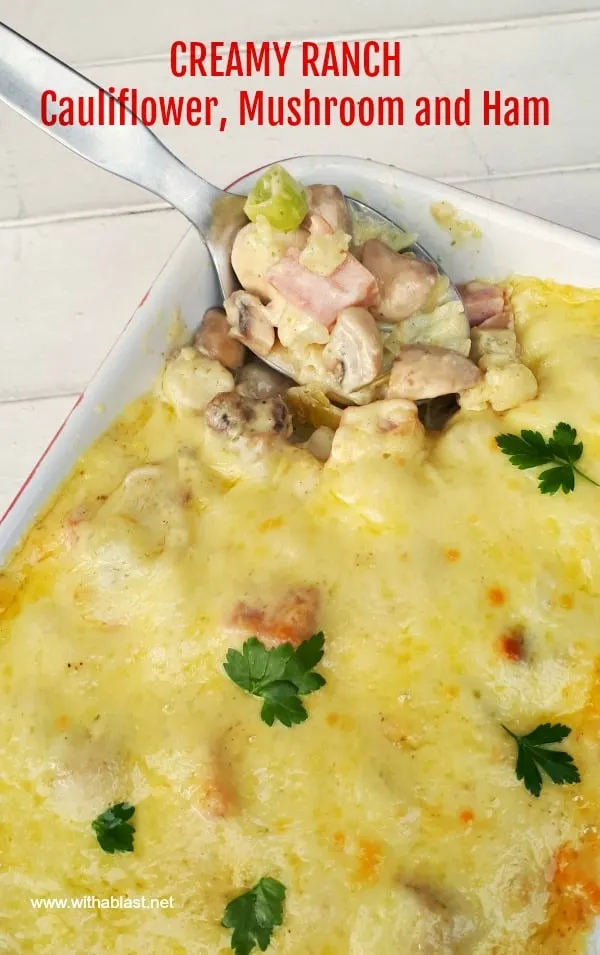 Creamy, cheesy and the perfect comfort dinner, or can be served without the Ham as a side dish (Meat and Vegetable substitutions given as well)