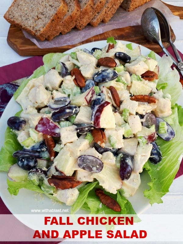 Fall Chicken And Apple Salad is a filling, fruity salad, packed with fruit and perfect to serve as a light dinner or lunch #ChickenSalad #FallSalad #LightDinner #Lunch