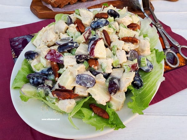 Fall Chicken And Apple Salad is a filling, fruity salad, packed with fruit and perfect to serve as a light dinner or lunch 