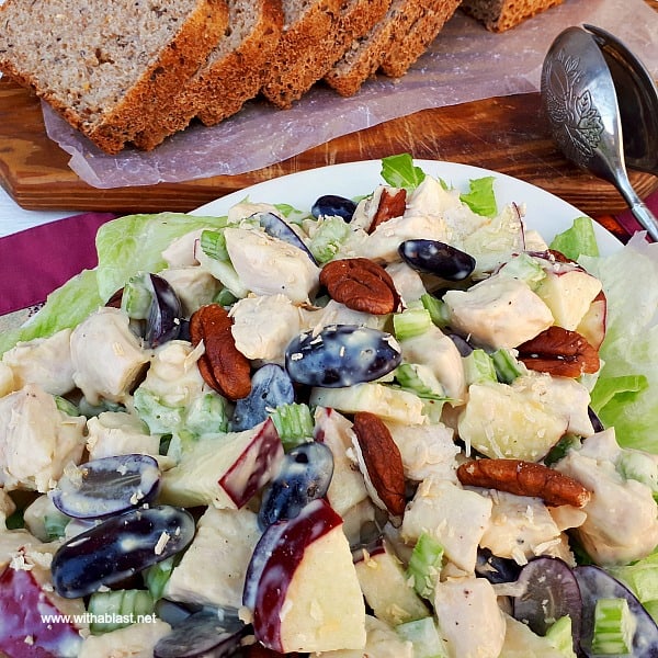 Fall Chicken And Apple Salad is a filling, fruity salad, packed with fruit and perfect to serve as a light dinner or lunch 