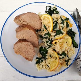 Honey Lemon Pork Loin with Roasted Lemon Orzo